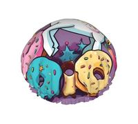 Horse Doughnut Rainbow Shower Cap Reusable Elastic Bath Caps Waterproof Bath Hair Hat for Women Men Spa Salon Large Shower Bonnet Double Layer Bathing Hair Cap for Long Hair, Braids