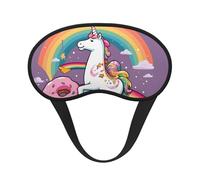 Horse Doughnut Rainbow Sleep Mask for Side Sleeper Soft Breathable Sleeping Eye Mask Blackout Silk Eye Sleep Shade Cover with Elastic Strap Night Blindfold for Women Men Travel Nap