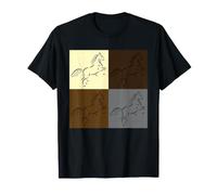Horse Drawing in Four Brown Squares - Equestrian T-Shirt