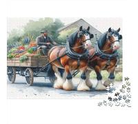 Horse Drawn Cart Jigsaw Puzzles 1000Pc Recycled Paper for Adults Puzzle for Adults Educational Game Decompression Fun Home Activity Great Gift for Women Men 38x26cm/1000pcs