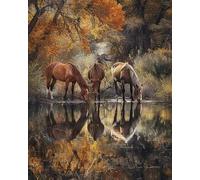 Horse Drinking Water from The Waterfall Colorful Artwork Unique Birthday Present Educational Gift Home Decor Puzzle Entertainment Toys Intellectual Game_1000pcs