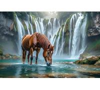 Horse Drinking Water from The Waterfall Jigsaw Challenging Puzzle Game for Adults Decompressing Toy Holiday Party Gifts Puzzles as Home Decor_500pcs