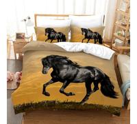 Horse Duvet Cover，Running Herd of Horses Under Blue Sky White Cloud Comforter Set for Boys Teens Wild Animal Bedding Farmhouse Theme Quilt Cover Room Decor 3Pcs (Color 11,Double:200x200cm(3Piece))