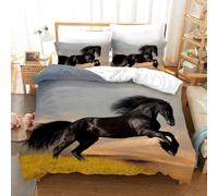 Horse Duvet Cover，Running Herd of Horses Under Blue Sky White Cloud Comforter Set for Boys Teens Wild Animal Bedding Farmhouse Theme Quilt Cover Room Decor 3Pcs (Color 5,Super King:220x260cm(3Pcs))