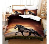 Horse Duvet Cover，Running Herd of Horses Under Blue Sky White Cloud Comforter Set for Boys Teens Wild Animal Bedding Farmhouse Theme Quilt Cover Room Decor 3Pcs (Color 8,Super King:220x260cm(3Pcs))