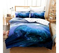Horse Duvet Cover，Running Herd of Horses Under Blue Sky White Cloud Comforter Set for Boys Teens Wild Animal Bedding Farmhouse Theme Quilt Cover Room Decor 3Pcs (Color 2,Double:200x200cm(3Piece))