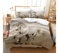 Horse Duvet Cover，Running Herd of Horses Under Blue Sky White Cloud Comforter Set for Boys Teens Wild Animal Bedding Farmhouse Theme Quilt Cover Room Decor 3Pcs (Color 6,King:220x240cm(3Piece))