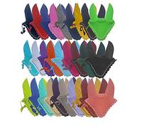 Horse Ear Bonnet Fly Veil Crochet Equestrian with Piping 30 Colors Full/COB/Pony (COB, Light Blue)