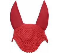 Horse Ear Bonnet - Silent Crochet Ear Net with Soft Cotton Covers, Noise-Reducing & Fly Protection for Riding Equestrian Horses - RED (L (LARGE))