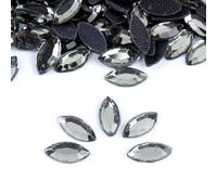 Horse Eye 4X8MM Rhinestone Mine Gold Iot Hotfix Stones for Cloths Adornment DIY Accessories -HE Black diamond-4x8mm-100Pcs