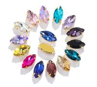 Horse Eye/Leaf Shape Glass Rhinestones with Claw Sew On Crystal Stone Strass Diamond for Clothes Sewing Accessories-111 Random Mix,4X8mm 50pcs