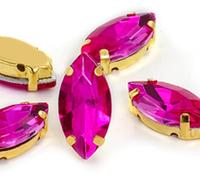 Horse Eye/Leaf Shape Glass Rhinestones with Claw Sew On Crystal Stone Strass Diamond for Clothes Sewing Accessories(Rose Red,6X12mm 50pcs)