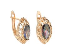 Horse Eye Natural Zircon Stud Earrings 585 Rose Gold Bride Wedding