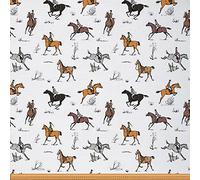 Horse Fabric by The Yard, Cowboy Upholstery Fabric, Horse Riders Decorative Fabric, Equestrian Sport Indoor Outdoor Fabric, Retro Western Animals DIY Art Waterproof Fabric, Black Yellow, 2 Yards