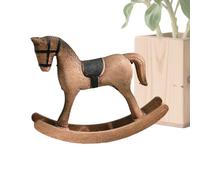 Horse Figures, Handcrafted Wooden Rocking Horse Toy, Vintage Animal Desk Ornament for Boys Girls, Home Decor Playroom for Office Bedroom Living Room Birthday Collectible Fun Toy