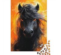 Horse Fire Portrait 1000 Piece Mini Jigsaw Puzzle For Adults Challenge Game