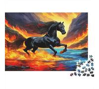 Horse Fire River 1000 Piece Mini Jigsaw Puzzle For Adults Gift Idea