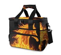 Horse Fire Yellow Cooler Bag Thermal Insulated Picnic Lunch Bag Box Large Cool Bag for Beach Picnic Camping Travel Men Women