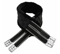 Horse Fleece Lined Padded Girth - Equesterian Saddle Girth Sleeve for Pony with Strong Easy Adjustable Metal Buckles - Suitable for Outdoor Riding and Show Jumping (52", Black)