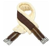Horse Fleece Lined Padded Girth - Equesterian Saddle Girth Sleeve for Pony with Strong Easy Adjustable Metal Buckles - Suitable for Outdoor Riding and Show Jumping (48", Brown/Cream)