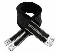 Horse Fleece Lined Padded Girth Synthetic Saddle Jumping Girth Equine Elasticated Ends Soft Faux Fur/Mink/Fleece lined (BLACK, 50'')