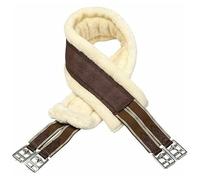 Horse Fleece Lined Padded Girth Synthetic Saddle Jumping Girth Equine Elasticated Ends Soft Faux Fur/Mink/Fleece lined (BROWN CREAM, 44'')