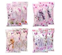 Horse Floral Party Favor Bags for Cowgirl Cowboy, 50Pcs Pink Western Horse Pony Flower Print Treat Gift Bags with Handles Plastic Candy Cookie Goodie Pouch for Birthday Wedding Rodeo Party Supplies