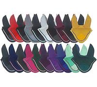 Horse Fly Bonnet 20 Colors Double Piping Ear Net Fly Veil Mask Hand Made Breathable Cotton Crochet Tack Equestrian Full Cob Pony (Pony, RED)