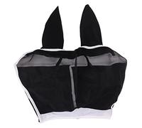 Horse Fly Mask All Round Mesh Breathable Fly Mask Elastic UV Protection Horse Face Mask with Ears for Summer Riding Knitted Cloth Mesh Cloth Strap (S Size)