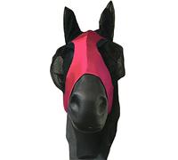 Horse Fly Mask Ear Bonnets - Noise Cancelling Breathable Fly Veil For Horse Cob Pony - Equestrian Lightweight Fine Mesh Fly Mask With Ears for UV Protection (Full, Red)