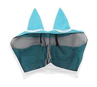 Horse Fly Mask Soft Breathable Elastic Knitted Fabric Anti with Ears (Hook and Loop, Large Blue)