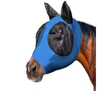 Horse Fly Mask with Ears - Experience Super Comfort! Stretchy Fly Mask with Large Eye Space & UV Protection, Soft on Skin & Breathable for Full Size Horses - Black