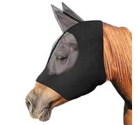 Horse Fly Mask with Ears - Experience Super Comfort! Stretchy Fly Mask with Large Eye Space & UV Protection, Soft on Skin & Breathable for Full Size Horses - Black