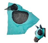 Horse Fly Mask With Ears, Green, Super Soft Lycra Fly Mask for Horses with Large Eye Space, UV Protection & Breathable Mesh, Stretchy Fit for Full Insect and Sun Protection