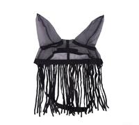 Horse Fly Mask with Fringe Breathable Polyester Adjustable for Pasture and Stable Easy Clean Black 3 Sizes Available (S)