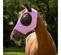 Horse Fly Mask with Mesh Ears, Elastic Fabric, Zipper Closure, Available in Navy, Pink Unicorn and Zebra Patterns (Unicorn, Full)