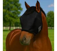 Horse Fly Mask with UV Protection - Breathable & Adjustable Fly Masks for Horses, Ponies, Miniature Foals, Drafts, Arabians, Cob and Full Sizes Comfortable Mesh Face Cover (Black, One Size)