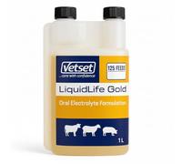 Horse & Foal Electrolyte Solution 1L | Oral Rehydration & Energy Supplement for Calves, Lambs & Pigs | Restores Fluids, Salts & Vitality After Dehydration, Scours or Stress | LiquidLife Gold by VetSet