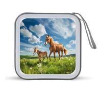 Horse Foal Young Animal CD Case Holder Portable 40 Capacity DVD Wallet Storage Organizer for Car Travel