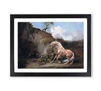 Horse Frightened By A Lion Vol.1 By George Stubbs Classic Painting Framed Print | A2 Black Framed Wall Art | Ready to Hang | Classic Animal Picture | Living Room Bedroom Lounge Office