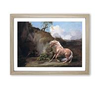 Horse Frightened By A Lion Vol.1 By George Stubbs Classic Painting Framed Wall Art Print, Ready to Hang Picture for Living Room Bedroom Home Office Décor, Oak A2 (64 x 46 cm)