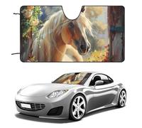Horse From Window Flower Funny Car Windshield Sun Shade Collapsible Vehicle Front Window Visor Heat Insulation Cover 51"×28" 55"×30"