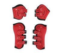 Horse Front Hind Leg Boots Breathable Impact Resistant Open Front Jumping Tendon Horses Boots Horse Leg Protector Red Perfect Fit for Show Jumping Training PU Neoprene Set of 4 (L)