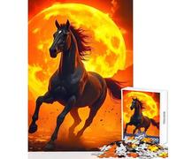 Horse Galloping Fiery Sun Jigsaw Puzzles for Adults 1000 Pieces Improve Detailed Observation Skills Mindful Relaxing Leisure Game (50x75cm)