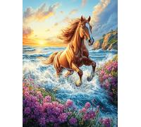 Horse Galloping on The Ocean Waves 1000 Piece Pack Classic Jigsaw Puzzle Science Fiction Magical Dream Couple Puzzle Partners Ultra Difficult Wall Decor Easter New Year Gift Thick Paperboard 1000 PCS