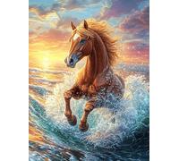 Horse Galloping on The Ocean Waves 1000 Pieces Classic Jigsaw Puzzle Science Fiction Magical Dream Puzzle for Adults Concentration Training Wall Art Mental Exercise Cardbo