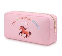 Horse Gift for Horse Lovers Horse Makeup Bag for Women Teen Girls I'm a Horse Kind of Girl Paw Print Horseshoe Gift Double Side Printed Oxford Cloth Cosmetic Bag Zipper Pouch