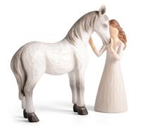 Horse Gifts for Girls Women- Girl Embraces Horses Figurines Horse's Lovers Presents,Symbol of Friendship Horse Ornaments, Handcrafted Resin Horsey Statue Home Decor Keepsake Gift for Women Girls