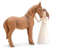 Horse Gifts for Girls Women- Girl Embraces Horses Figurines Horse's Lovers Presents,Symbol of Friendship Horse Ornaments, Handcrafted Resin Horsey Statue Home Decor Keepsake Gift for Women Girls