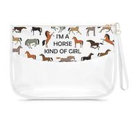 Horse Gifts for Women Girls Horse Makeup Bag Foal Theme Gift for Daughter Sister Friend Foal Lover Mum Owner Present Clear Makeup Bag Christmas Graduation Birthday Travel Pouch with Zipper